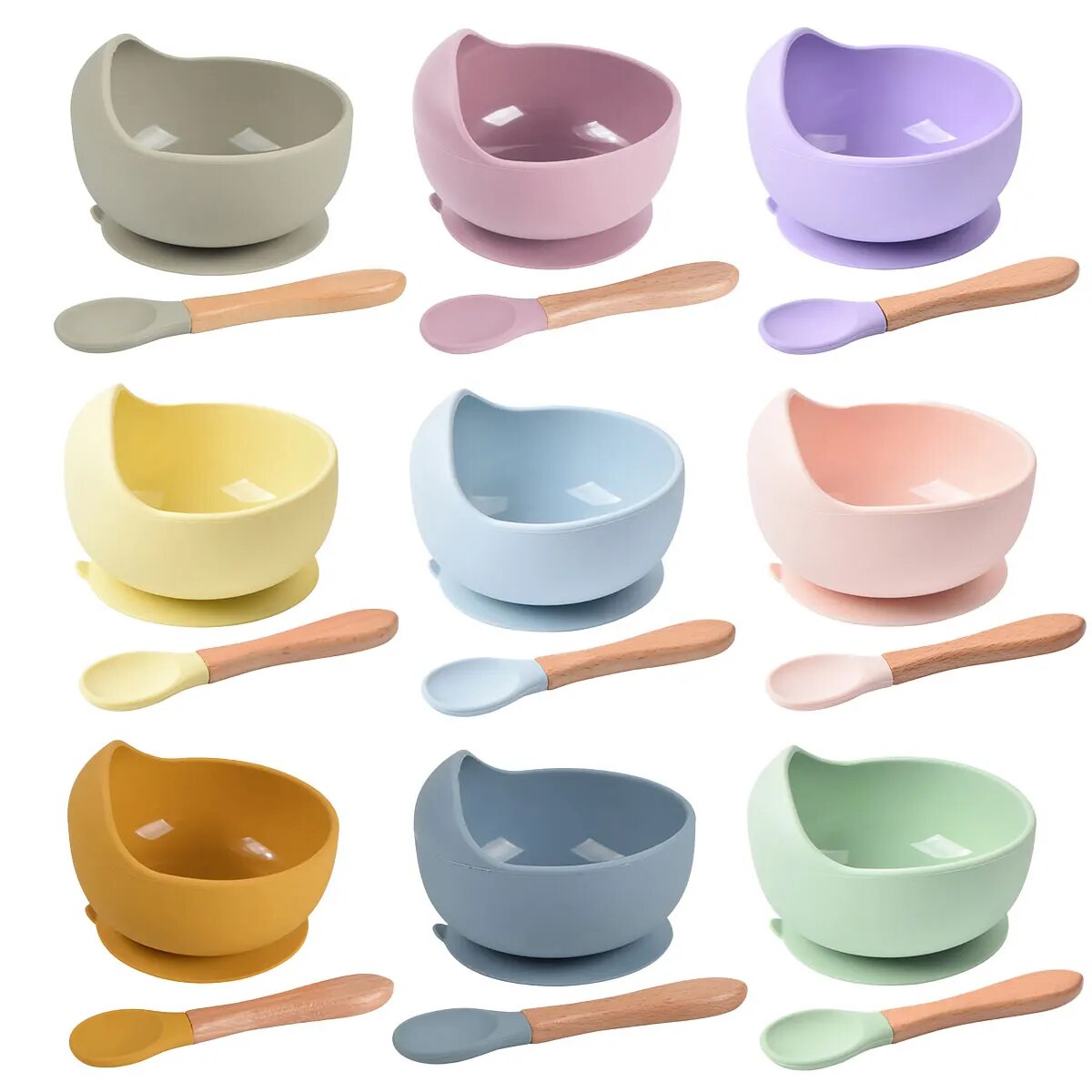 Baby Food Tracker - 2PCS Silicone Baby Feeding Bowl Tableware