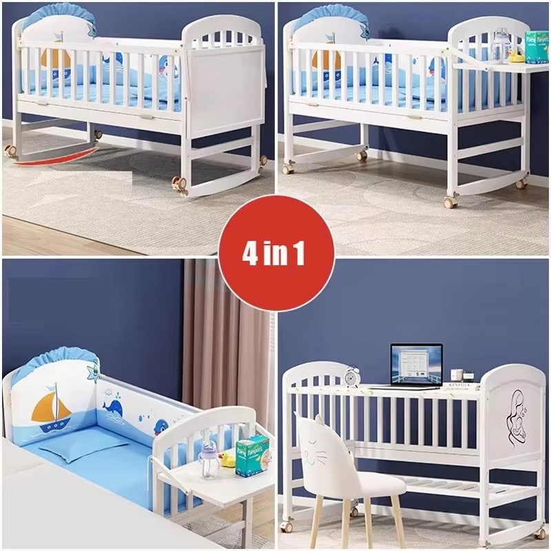 Solid Wood 3-in-1 Baby Bed - M - Baby Food Nestum ulasan dan harga