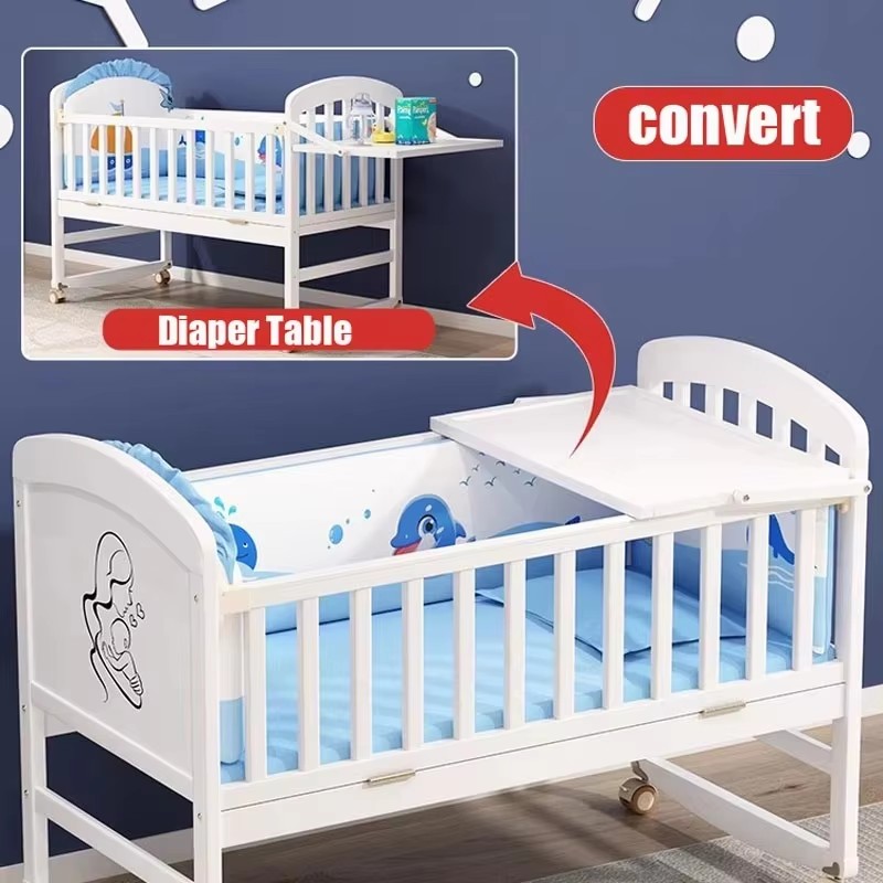 Solid Wood 3-in-1 Baby Bed - M - Baby Food Nestum ulasan dan harga