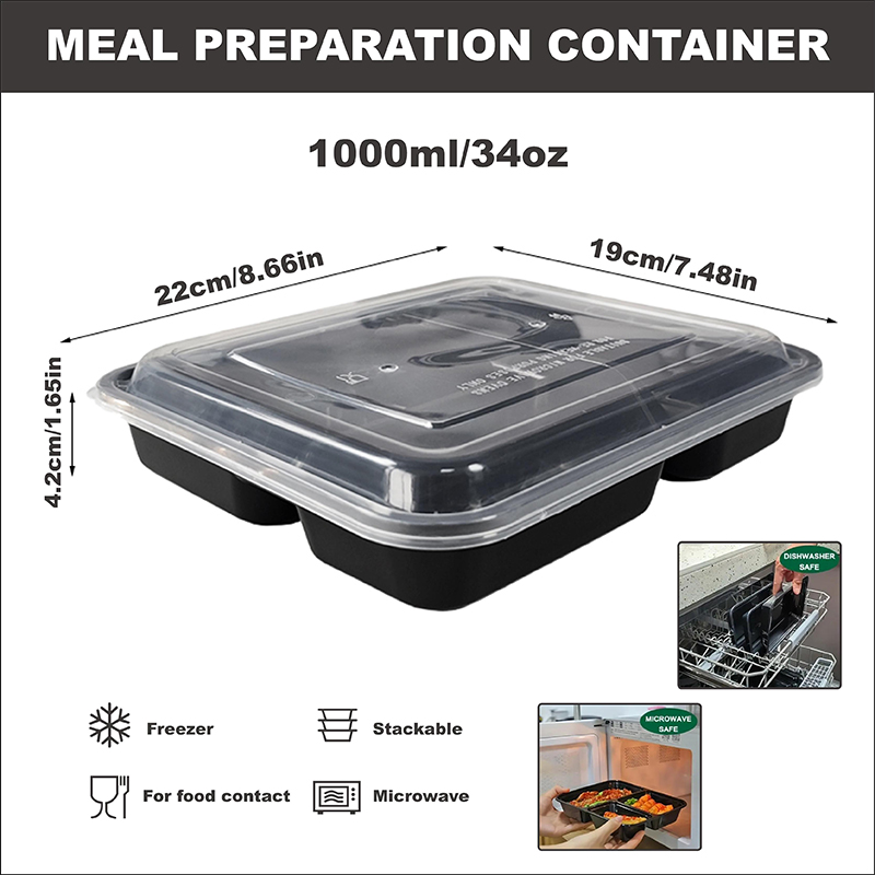 3-Compartment 34 Oz/1000 Ml, 1 - Snack Container Travel ulasan dan harga